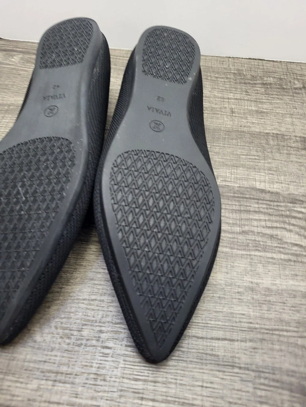 VIVAIA Aria Black Knit Slip on Washable Pointed Toe Ballet Flats EU 42 US 10.5